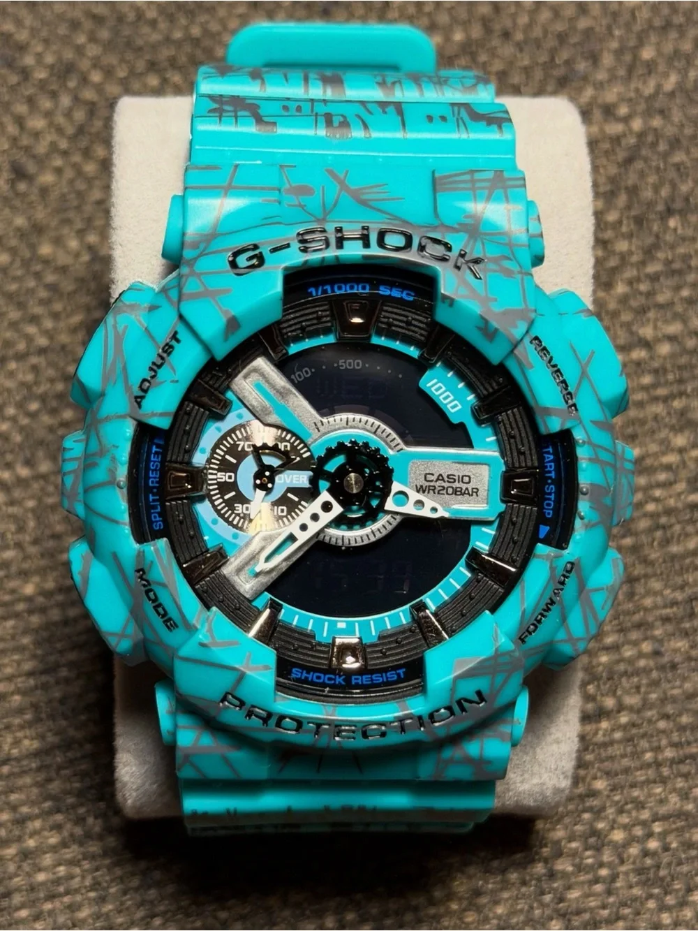 Casio G-Shock Turquoise and Gray Graphic Analog-Digital Watch
